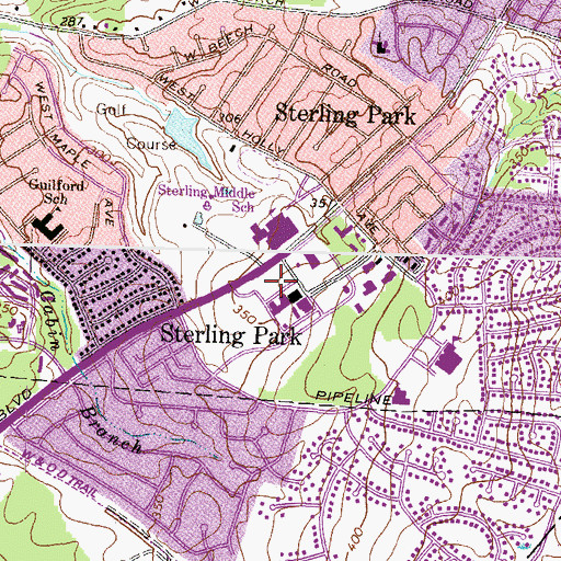 Topographic Map of Sterling Park Shopping Center, VA