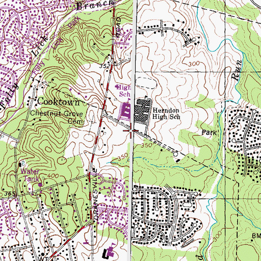 Topographic Map of Herndon Methodist Church, VA