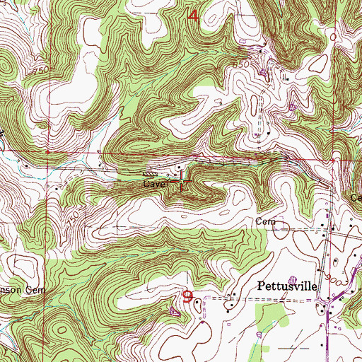 Topographic Map of Cave Spring, AL