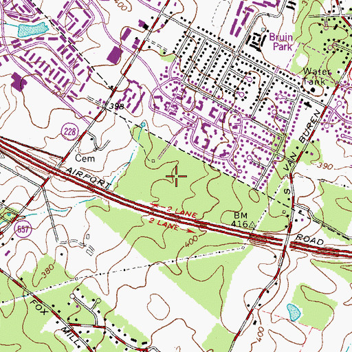 Topographic Map of Worldgate Industrial Park, VA