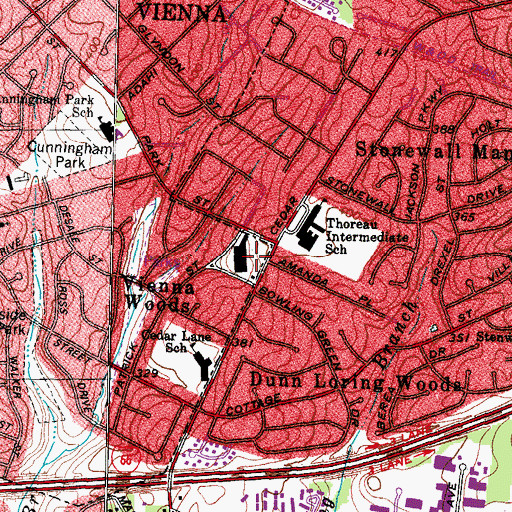 Topographic Map of Cedar Lane Shopping Center, VA