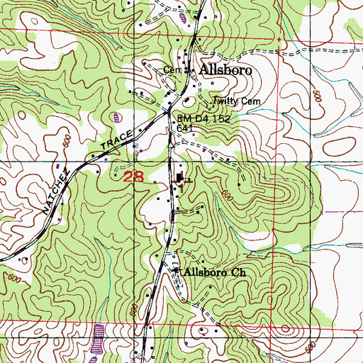 Topographic Map of Allsboro Junior High School, AL