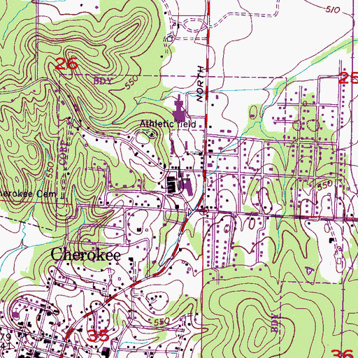 Topographic Map of Cherokee High School, AL