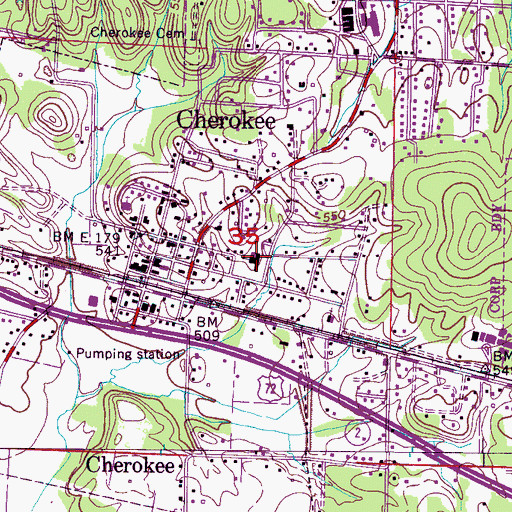 Topographic Map of Cherokee Elementary School, AL