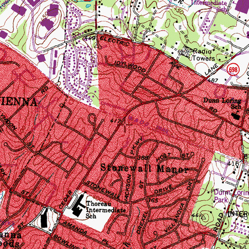 Topographic Map of Grace Presbyterian Church, VA