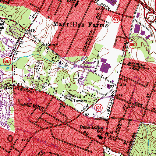 Topographic Map of Peace Baptist Church, VA
