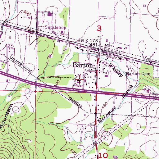 Topographic Map of Barton Elementary School, AL