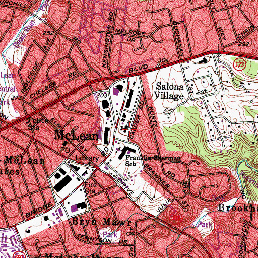 Topographic Map of McLean Baptist Church, VA