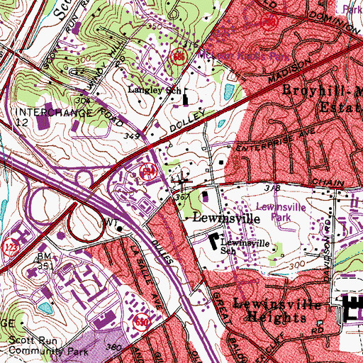 Topographic Map of Lewinsville Church, VA