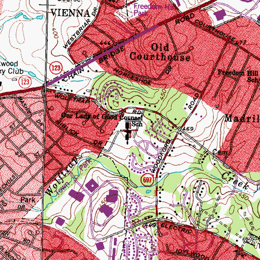Topographic Map of Our Lady of Good Counsel Church, VA