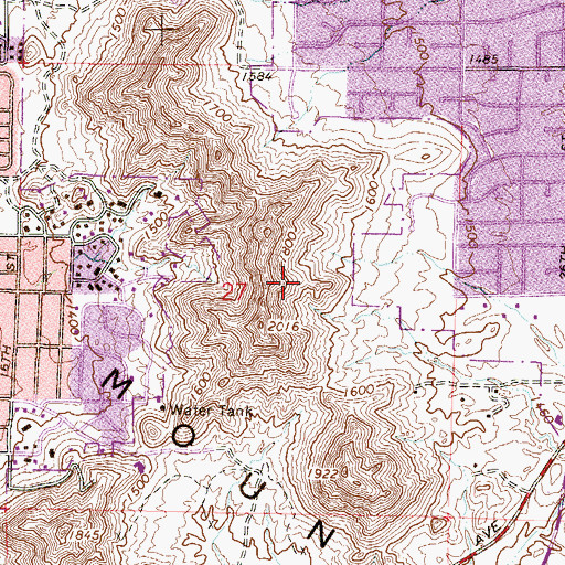 Topographic Map of Phoenix Mountains Preserve, AZ