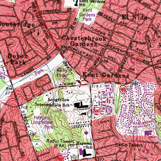 Topographic Map of Westmoreland Baptist Church, VA