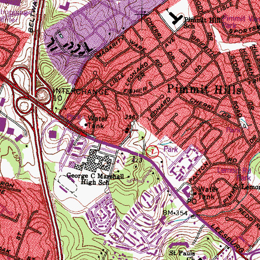 Topographic Map of Saint Lukes Methodist Church, VA