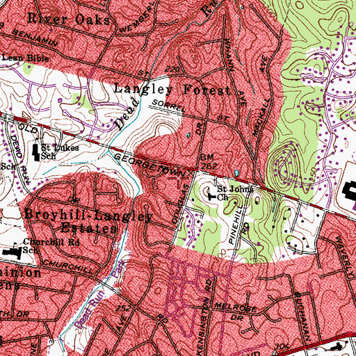 Topographic Map of Saint Luke Serbian Eastern Orthodox Church, VA