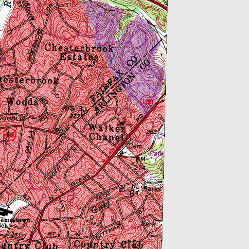 Topographic Map of Saint Peters Episcopal Church, VA
