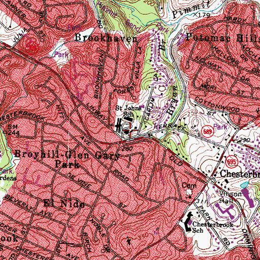 Topographic Map of Saint Johns Catholic Church, VA