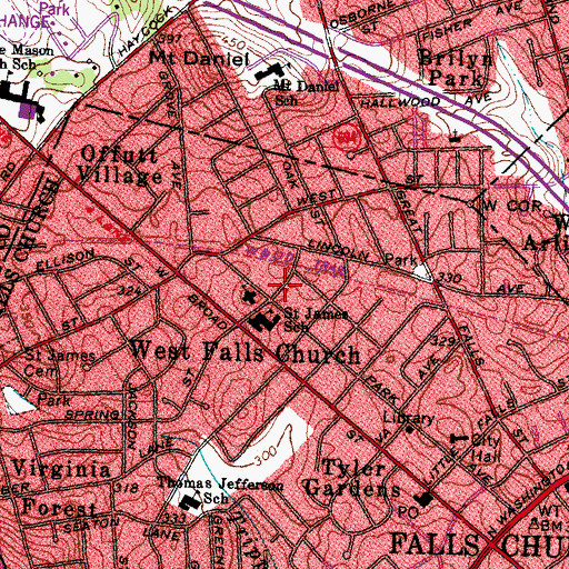 Topographic Map of Saint Josephs Convent Church, VA