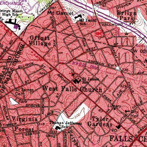 Topographic Map of Saint James Catholic Church, VA