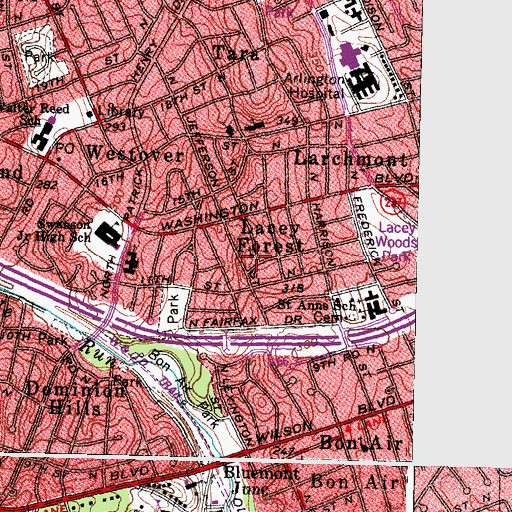 Topographic Map of Saint Michaels Church, VA