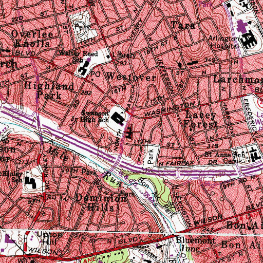 Topographic Map of Westover Baptist Church, VA