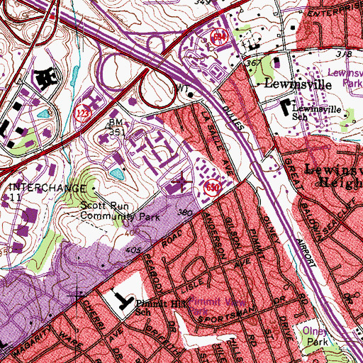 Topographic Map of The Commons Shopping Center, VA