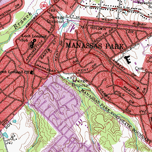 Topographic Map of Manassas Park Police Station, VA