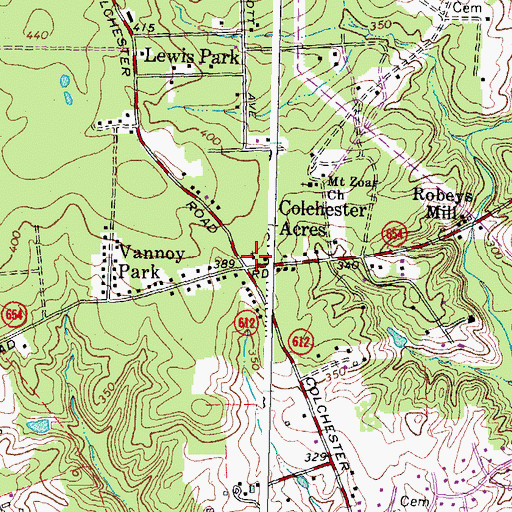 Topographic Map of Colchester Freewill Baptist Church, VA