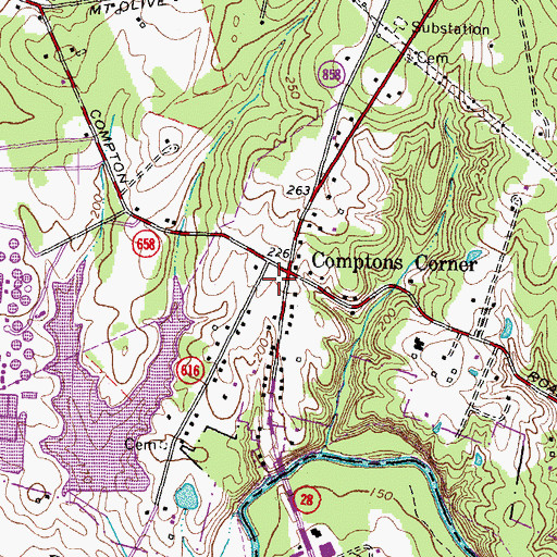 Topographic Map of Mount Olivet Church, VA