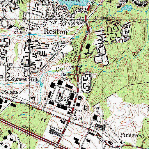 Topographic Map of Reston Campus Virginia Poly Institute, VA