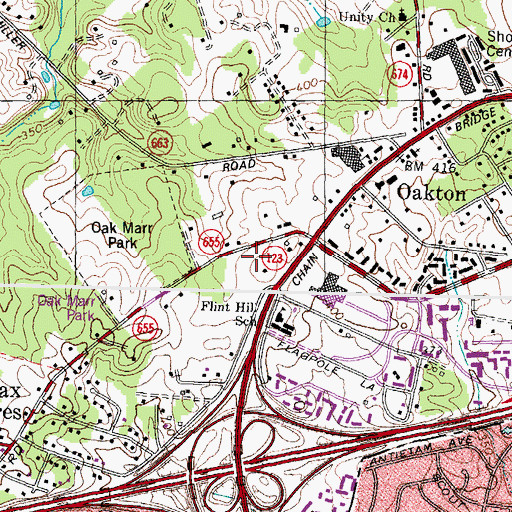 Topographic Map of Fairfax County Fire and Rescue Department Station 34 Oakton, VA