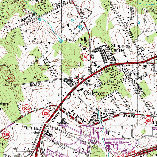 Topographic Map of Twin Oakes Plaza Shopping Center, VA