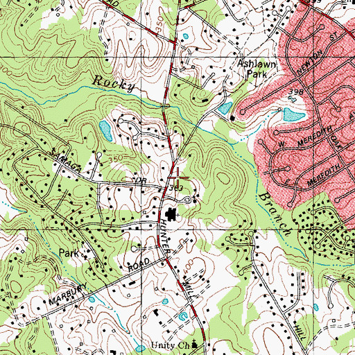 Topographic Map of Fairfax Unitarian Church, VA