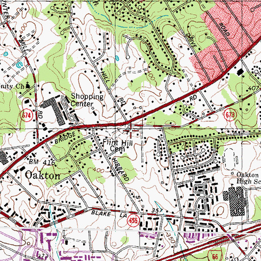 Topographic Map of Oakton Church of Brethren, VA