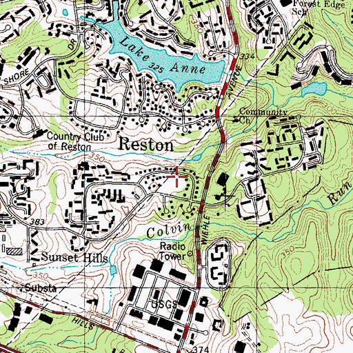 Topographic Map of Reston Bible Church, VA