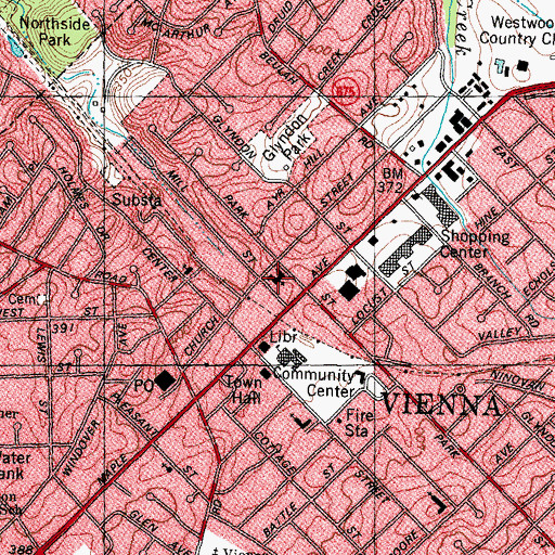 Topographic Map of Vienna Presbyterian Church, VA