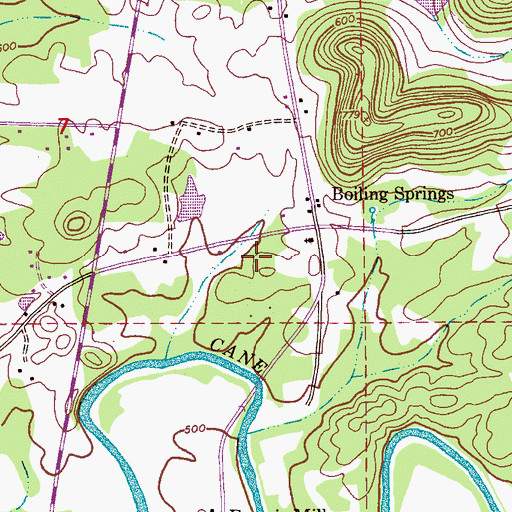 Topographic Map of Cane Creek Covered Bridge (historical), AL