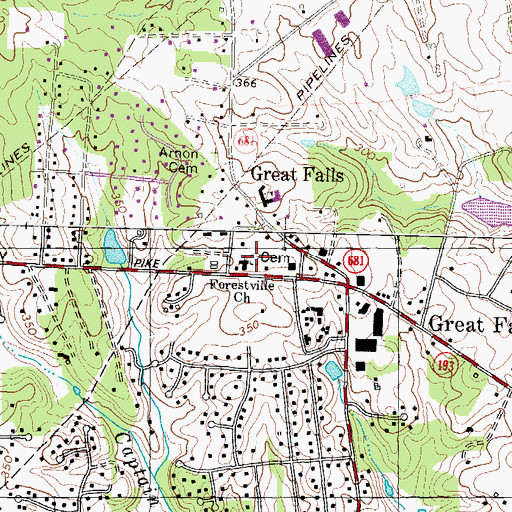 Topographic Map of Great Falls United Methodist Church Cemetery, VA