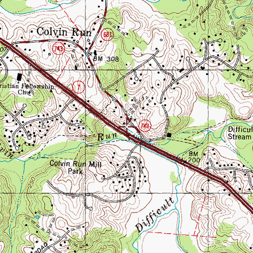 Topographic Map of Colvin Run Mill, VA