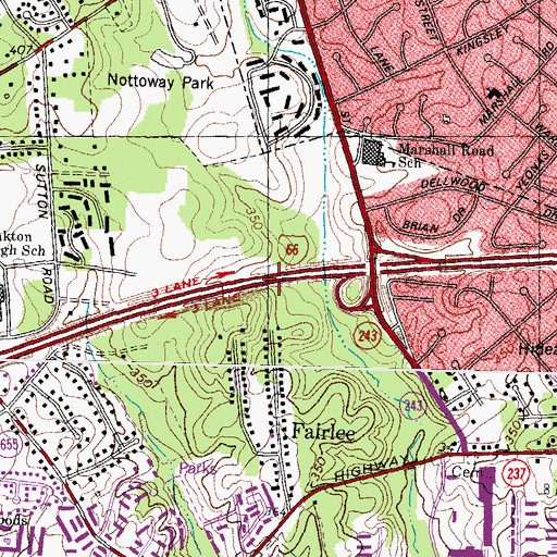 Topographic Map of Vienna/Fairfax-GMU Metro Station, VA