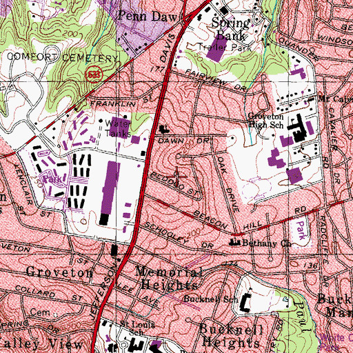 Topographic Map of Fairfax County Fire and Rescue Department Station 11 Penn Daw, VA