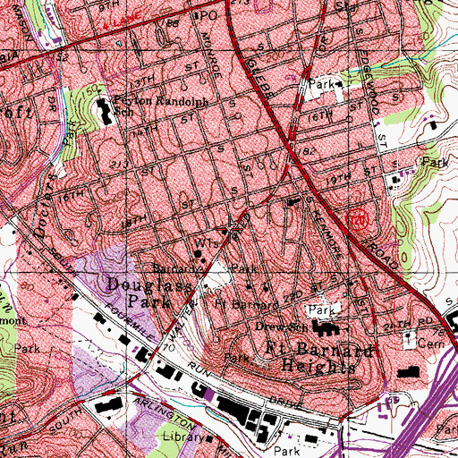 Topographic Map of Arlington County Fire Department Station 9, VA