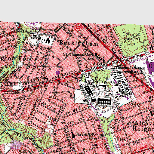 Topographic Map of Unitarian Church of Arlington, VA