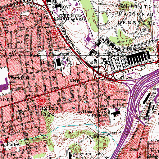 Topographic Map of Saint Johns Baptist Church, VA