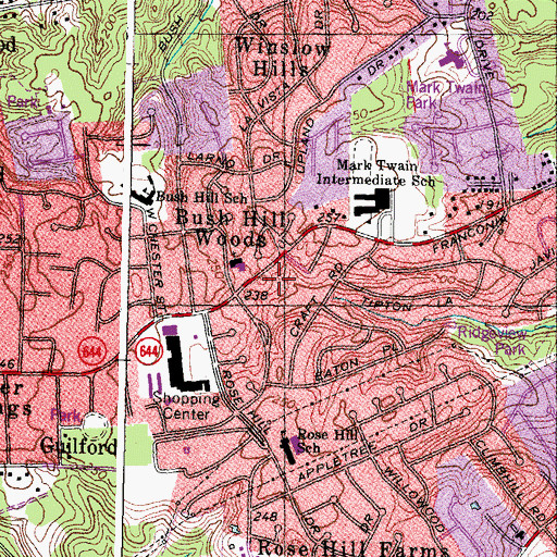 Topographic Map of Rose Hill Baptist Church, VA