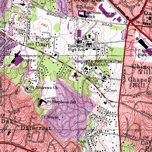 Topographic Map of Temple Beth El Synagogue, VA