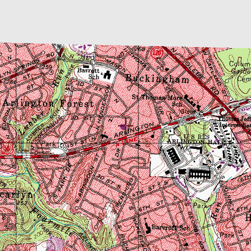 Topographic Map of Arlington Assembly of God Church, VA