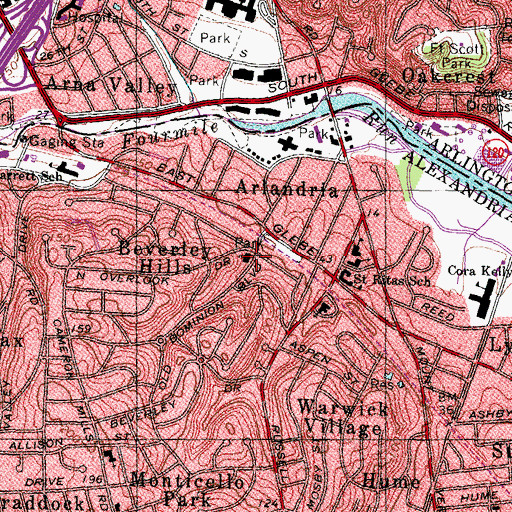 Topographic Map of Beverley Hills United Methodist Church, VA