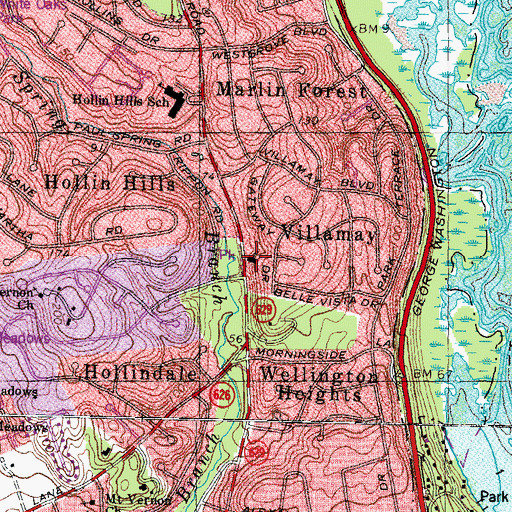Topographic Map of Belle View Baptist Church, VA