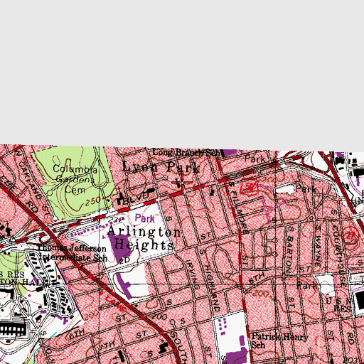 Topographic Map of Christian Science 2nd Church of Arlington, VA