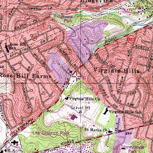 Topographic Map of God of Prophecy Church, VA